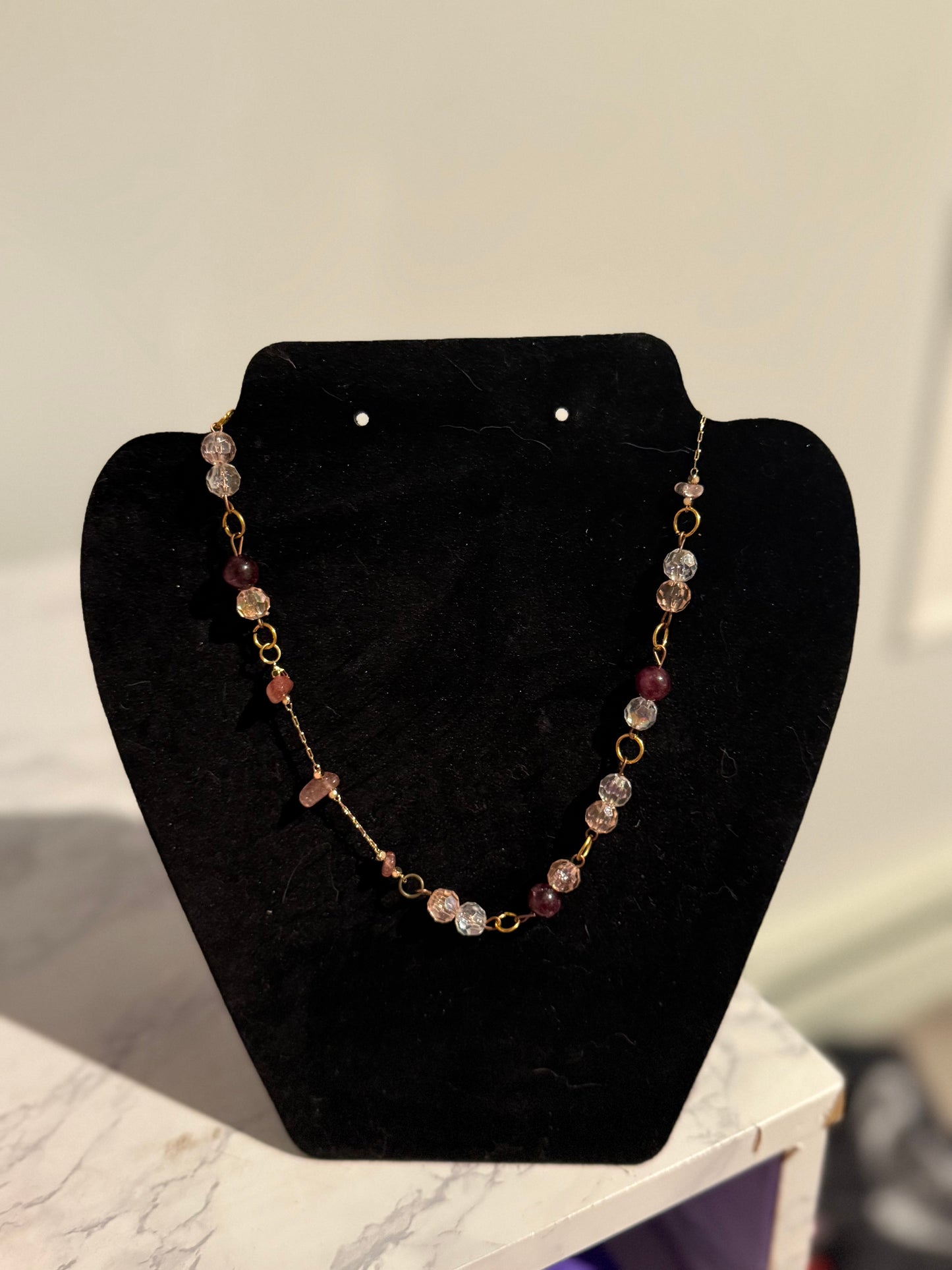 Pink and garnet necklace