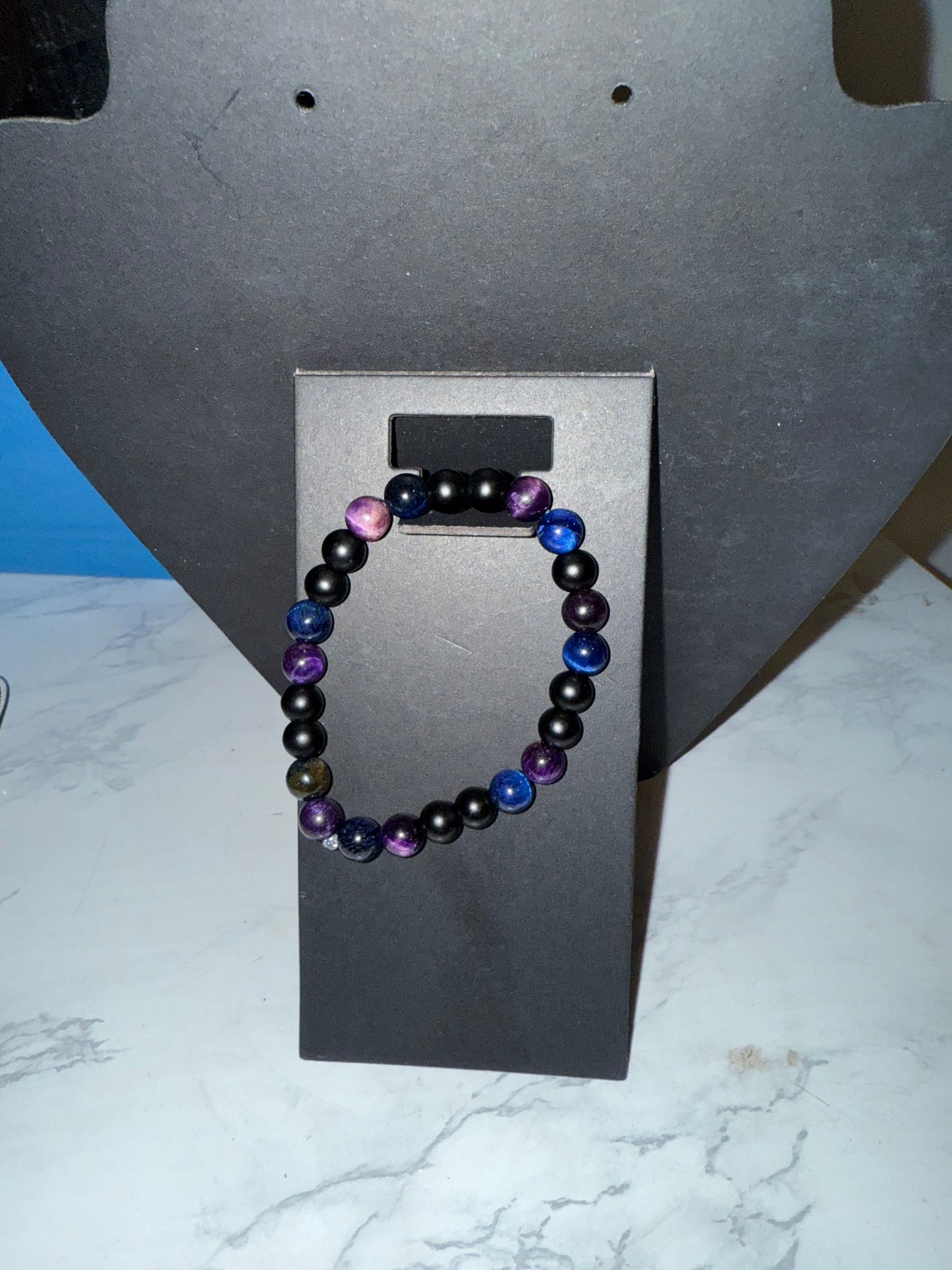 Blue & purple tigers eye bracelet