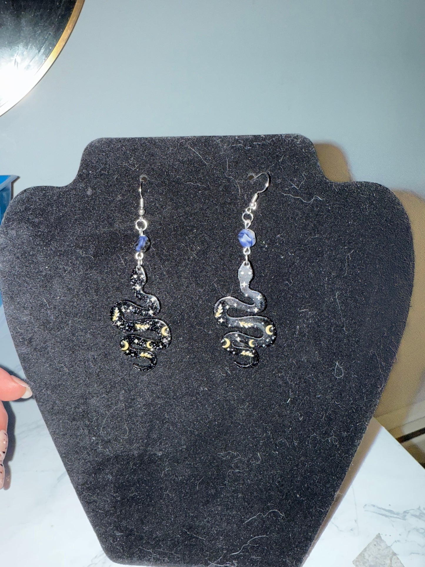 Sodalite snake earrings