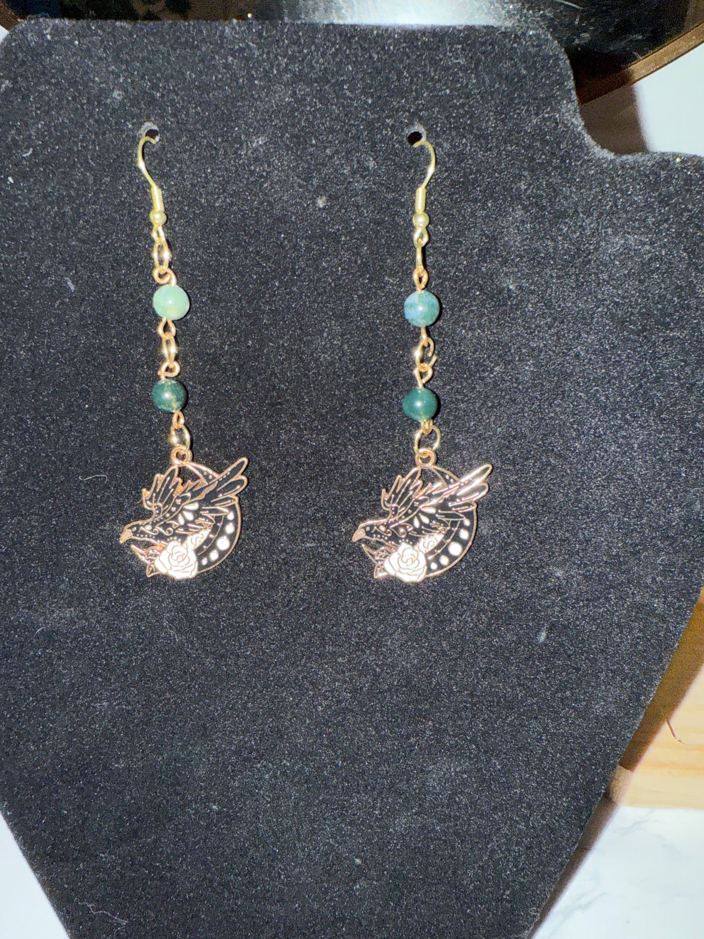 Moss Agate Raven earrings