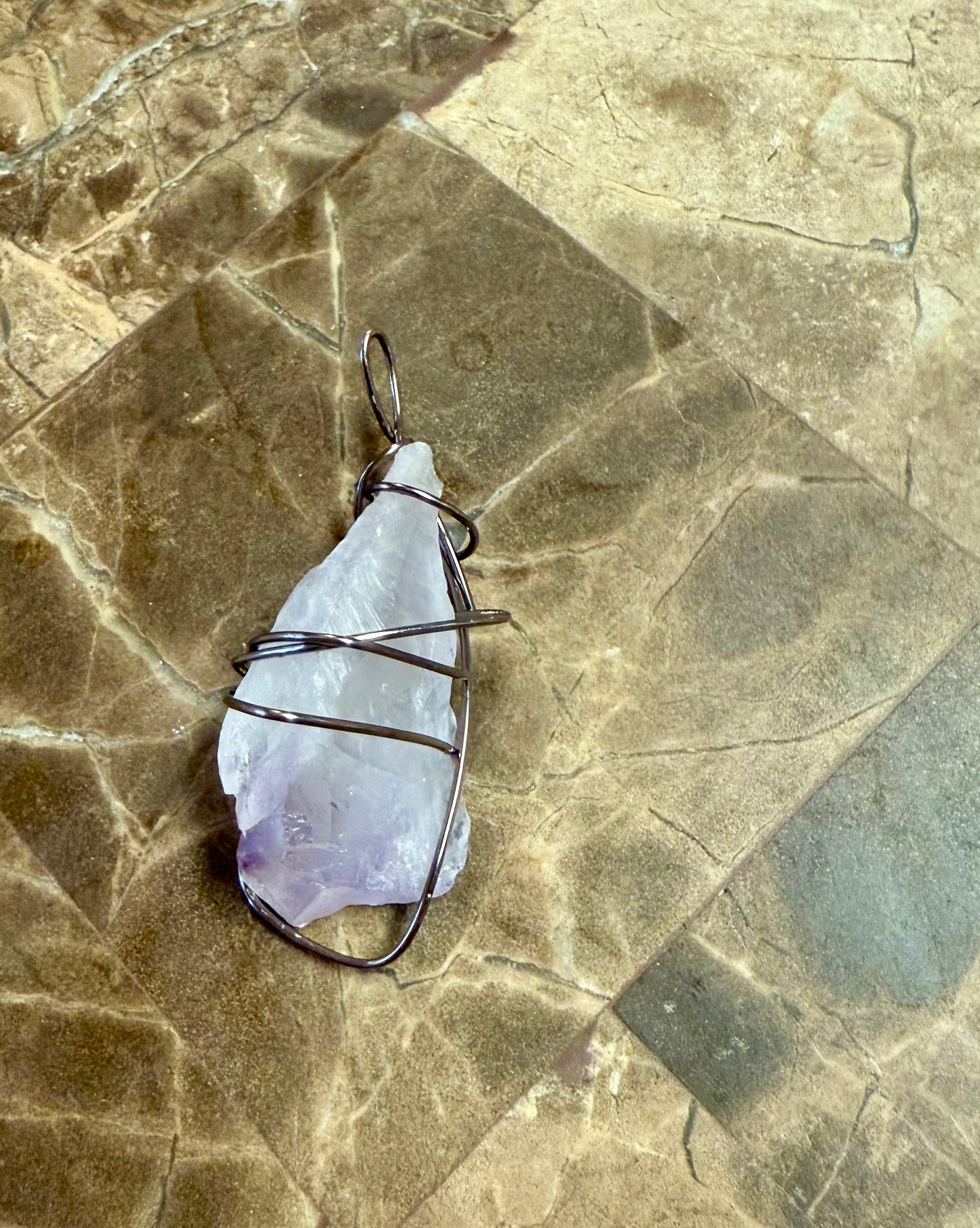 Wire wrapped crystal pendant
