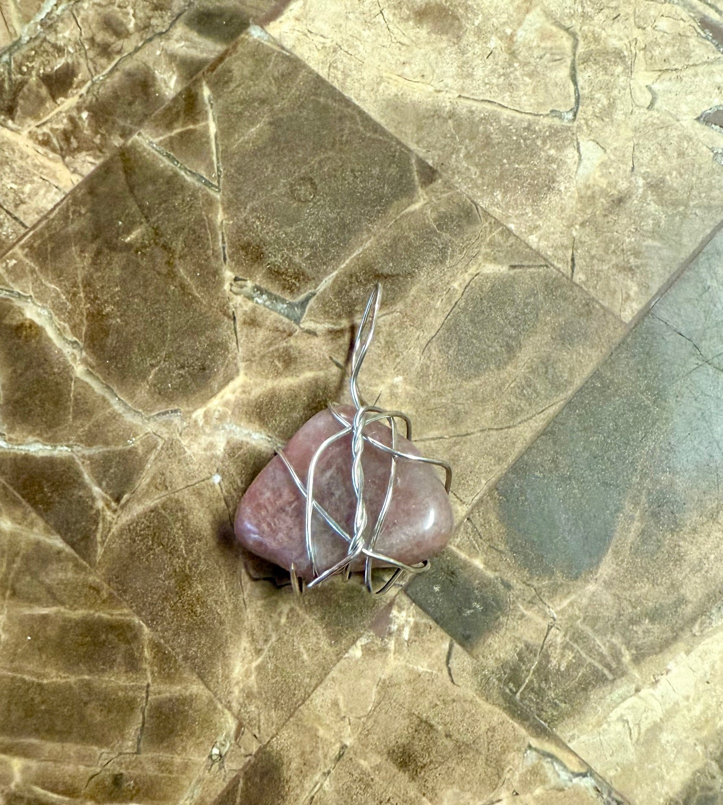 Wire wrapped crystal pendant