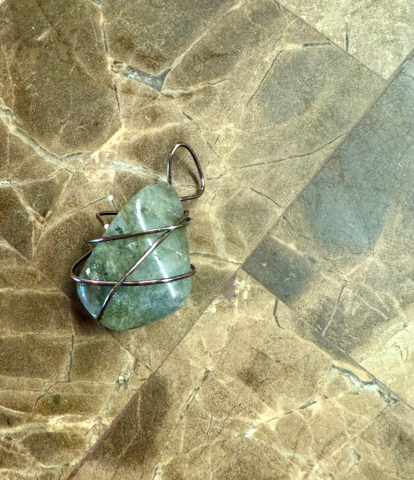 Wire wrapped crystal pendant