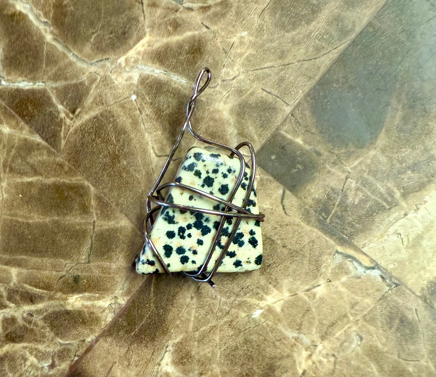 Wire wrapped crystal pendant