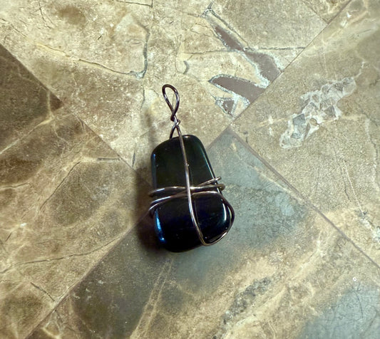 Wire wrapped crystal pendant