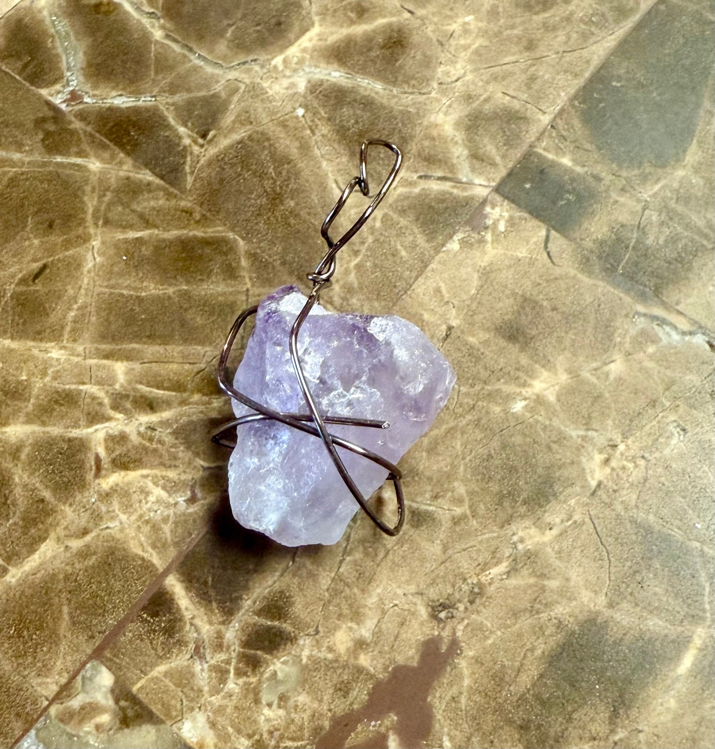 Wire wrapped crystal pendant