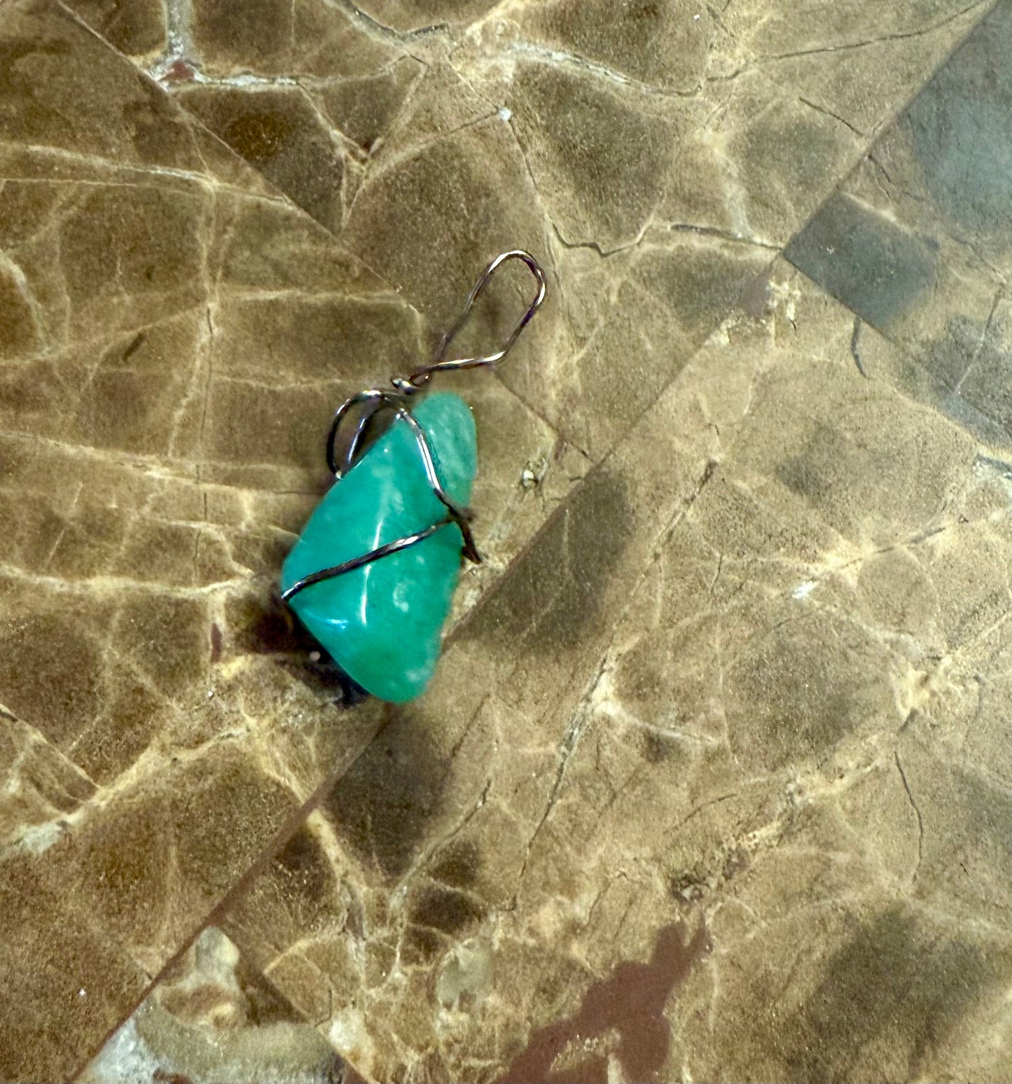 Wire wrapped crystal pendant