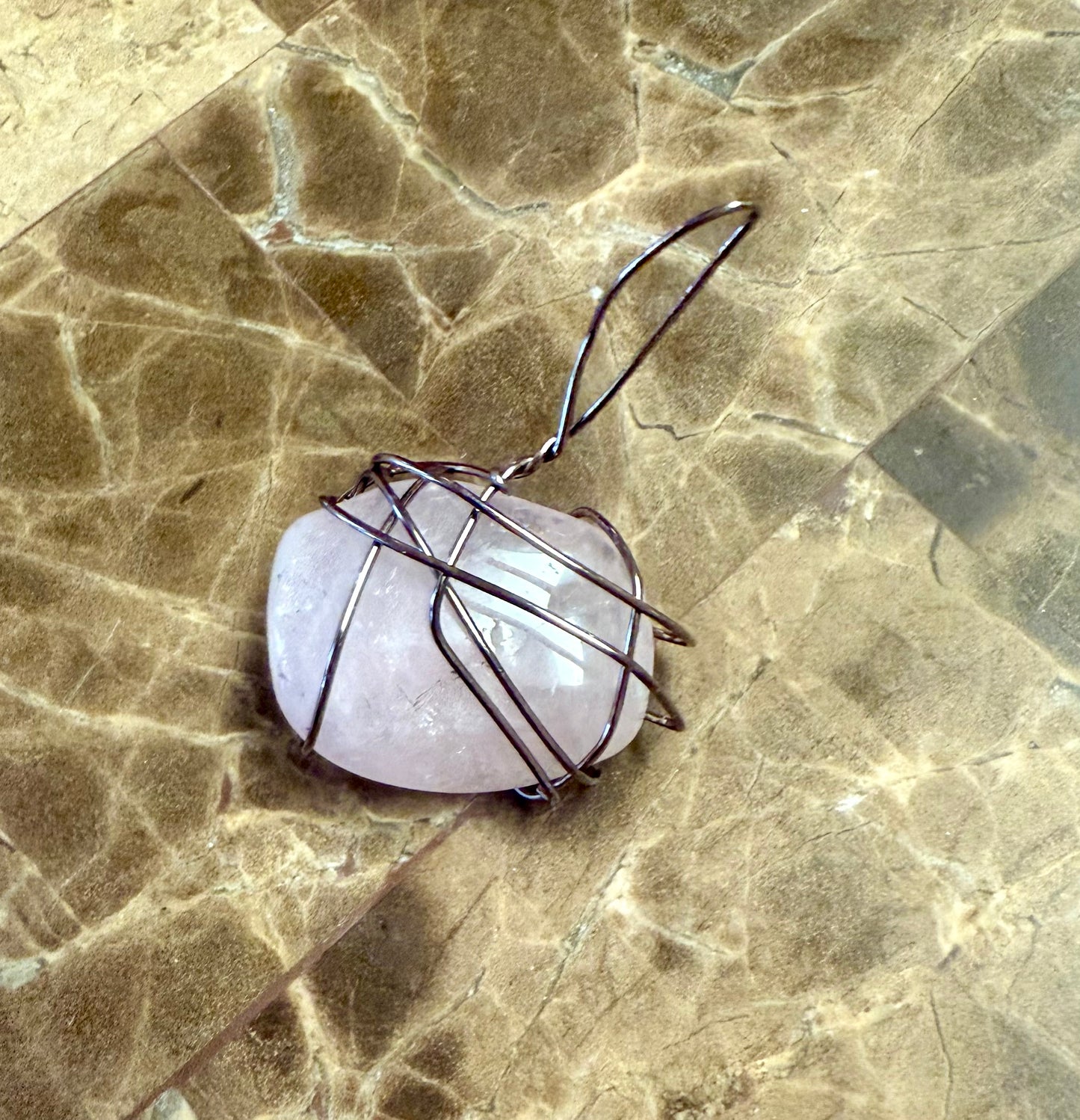 Wire wrapped crystal pendant