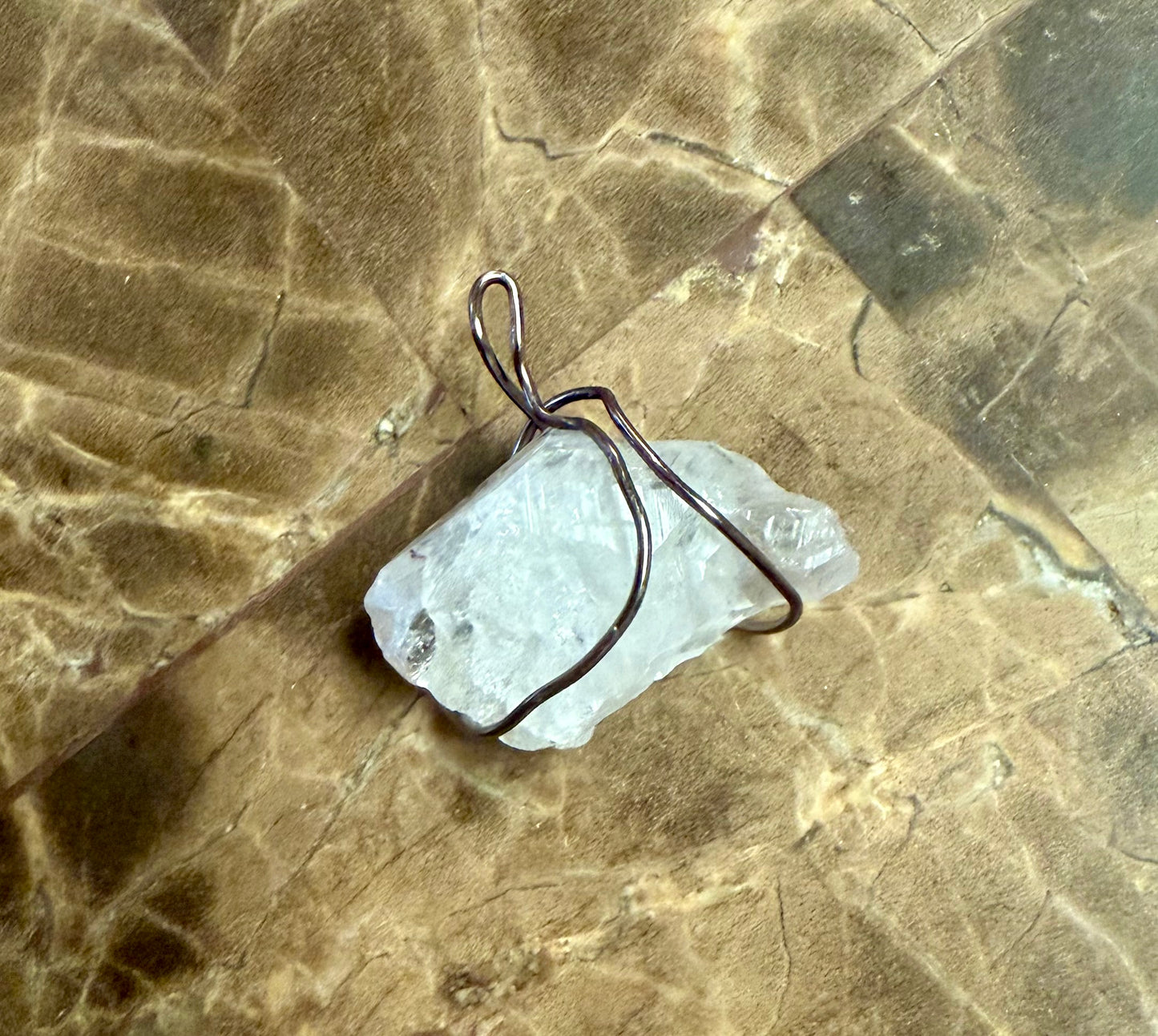Wire wrapped crystal pendant