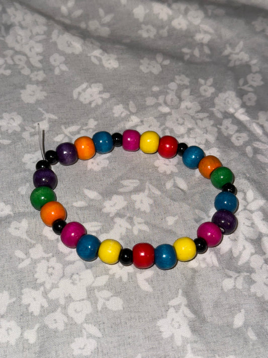 Rainbow wood beaded bracelet