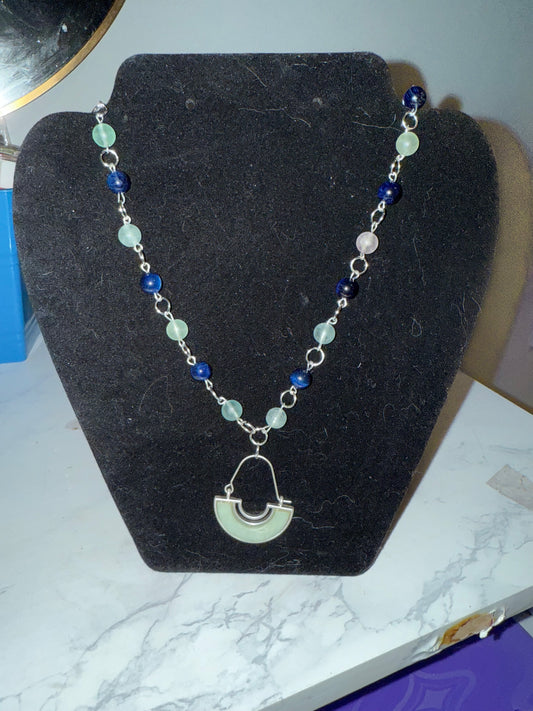 Flourite and blue tigers eye necklace
