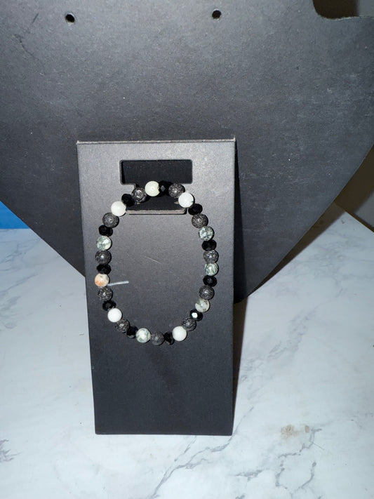 Tree agate and lava rock bracelet