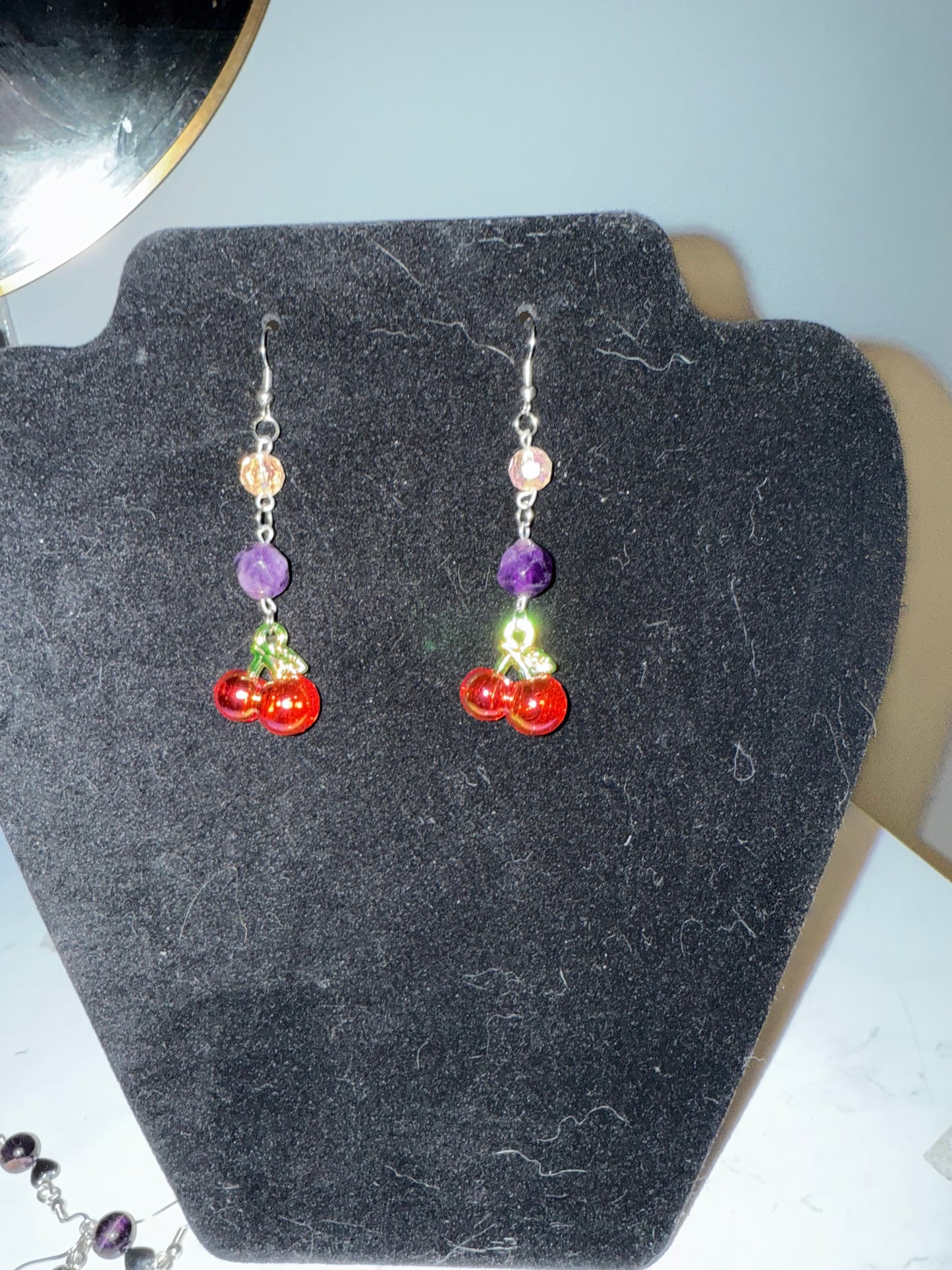 Amethyst cherry drop earrings