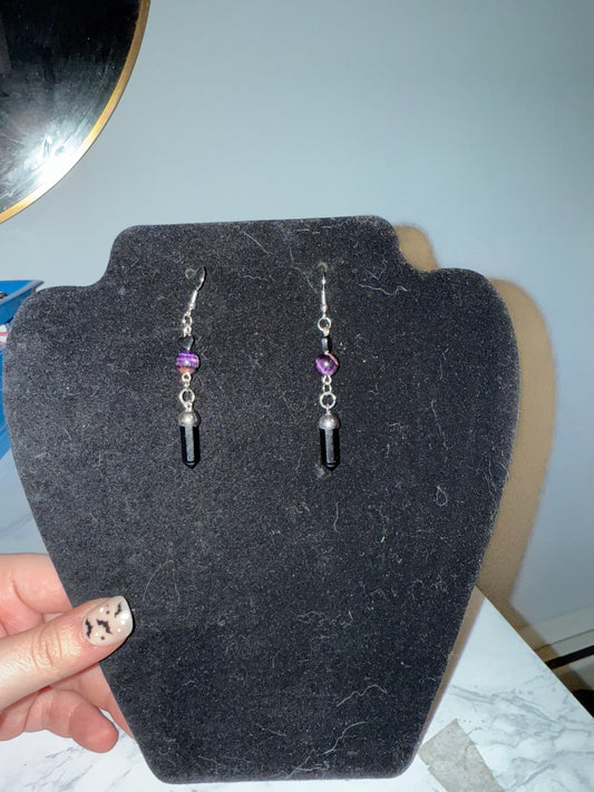 Obsidian mini point earrings