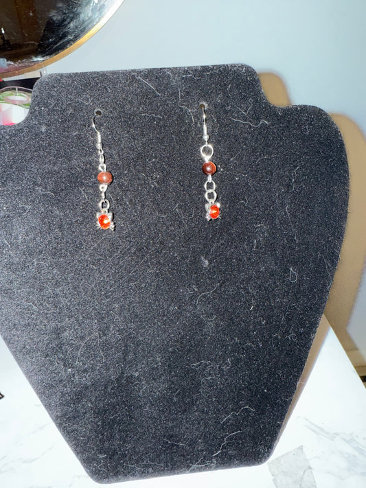 Red tigers eye cat earrings