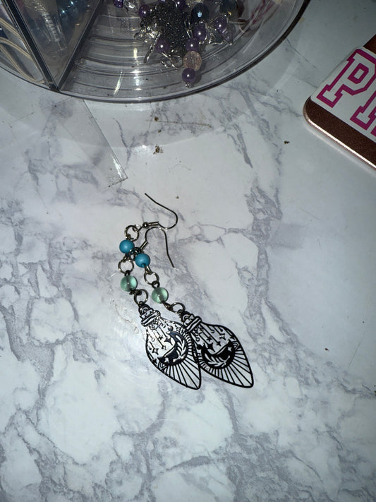 Flourite moon bottle earrings