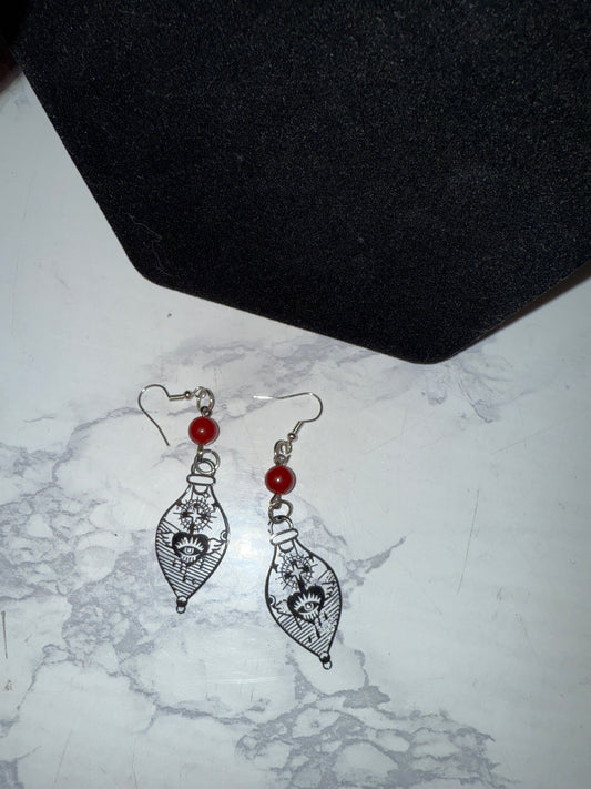 Red jade earrings